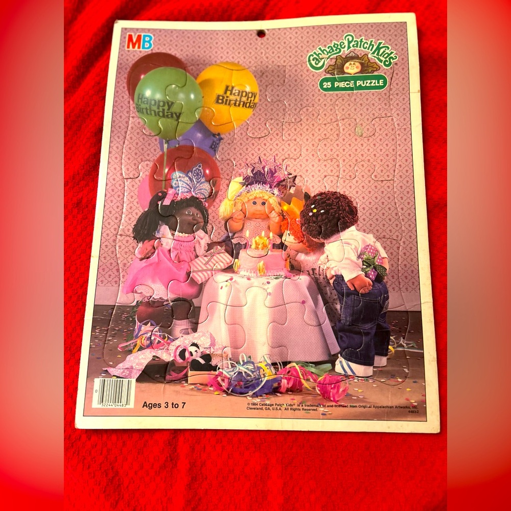 Vintage 1984 Happy Birthday Cabbage Patch Kids Collectible 25 piece Puzzle
